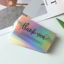 50pcs Laser Reflective Thank You Card, Thank You For Supporting My Small Business Cards For Small Business Owners Retail Store, Customer Package Inserts, Appreciation Note Cards - Multicolor - View 5