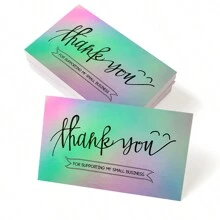 50pcs Laser Reflective Thank You Card, Thank You For Supporting My Small Business Cards For Small Business Owners Retail Store, Customer Package Inserts, Appreciation Note Cards - Multicolor - View 2