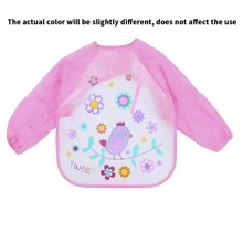 1 Pieza Delantal Con Babero Rosa Impreso Con Diseño De Pájaro Para Bebé Para Comer, Unisex, Impermeable, Anti-reverso, Ropa Que Se Puede Dibujar - Rosa - Ver 10