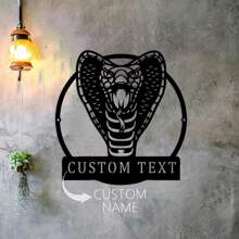 1 件定制眼镜蛇金属标牌、眼镜蛇金属标牌、眼镜蛇霓虹灯标牌、金属蛇金属墙饰、定制入口徽章 - 个性化礼品、定制花卉美容化妆品金属标牌、生日礼物 - 黑色 - 查看 3