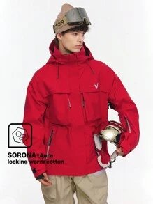 VECTOR MOTION 专业加厚连帽滑雪夹克，保暖、有弹性、防寒、防风、防水、耐磨、透气，适用于单双板滑雪装备滑雪服