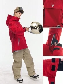 VECTOR MOTION 专业加厚连帽滑雪夹克，保暖、有弹性、防寒、防风、防水、耐磨、透气，适用于单双板滑雪装备滑雪服