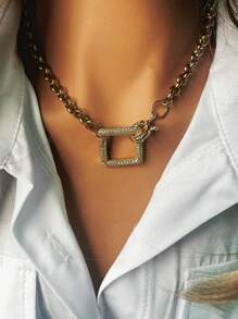 1 Dây chuyền móc khóa carabiner to bản - Món quà trang sức tinh tế thích hợp tặng bạn bè trong những ngày lễ. - vàng vàng - Xem 8