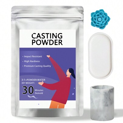 1,1 lb Poudres de moulage en résine, Kit de résine de moulage à prise rapide pour débutants, démoulage en 20 à 30 minutes, kit de moulage en poudre de plâtre activée à l'eau pour moules en résine, artisanat DIY, poterie et céramique, poudre de plâtre pour artisanat, sculpture, diorama et décoration d'intérieur, mélange facile et auto-lissant