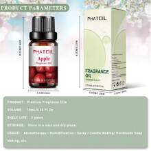 1瓶10毫升/0.33液盎司水果香氛精油，新鲜水果香氛精油，适用于香薰机、加湿器、DIY香水、肥皂和蜡烛制作，包含青柠、苹果、椰子、草莓、芒果、樱桃、西瓜、菠萝、百香果、荔枝、番石榴、葡萄、猕猴桃、梨、无花果等多种水果香型。 - 多樣化香型 - 查看 6