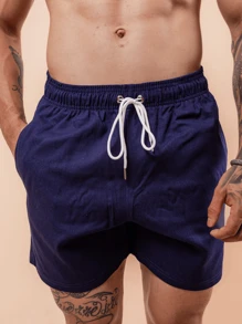 Men's Linen Shorts Various Colors. - Màu xanh hải quân - Xem 1