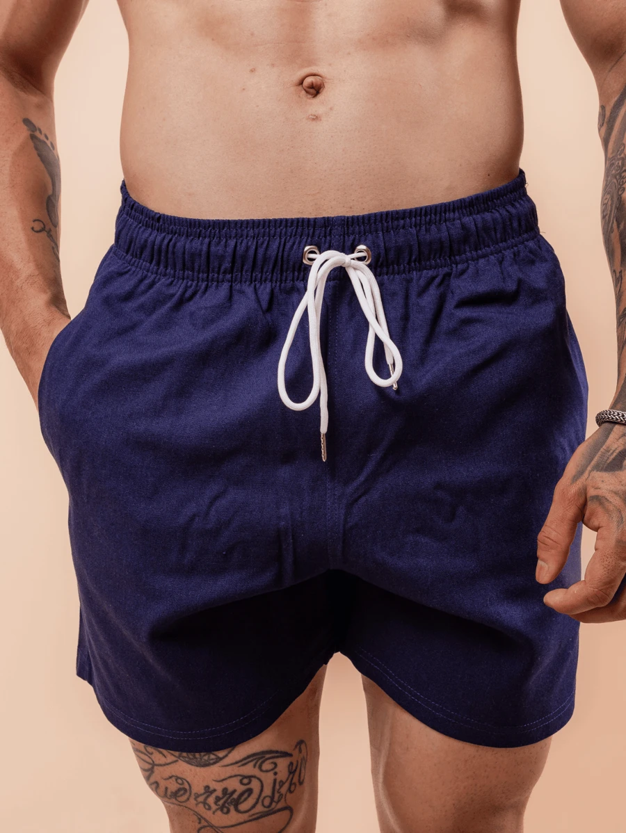 Men's Linen Shorts Various Colors. - Màu xanh hải quân - Xem 1