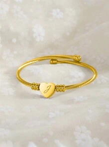 1 件可爱简约风格青春爱心吊坠英文首字母手链，送给男孩和女孩的最个性化礼物 - 均碼 - 查看 8