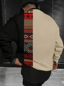 Men's Traditional Element Raglan Crew Neck Sweatshirt, Long Sleeve Top - Multicolor - View 1