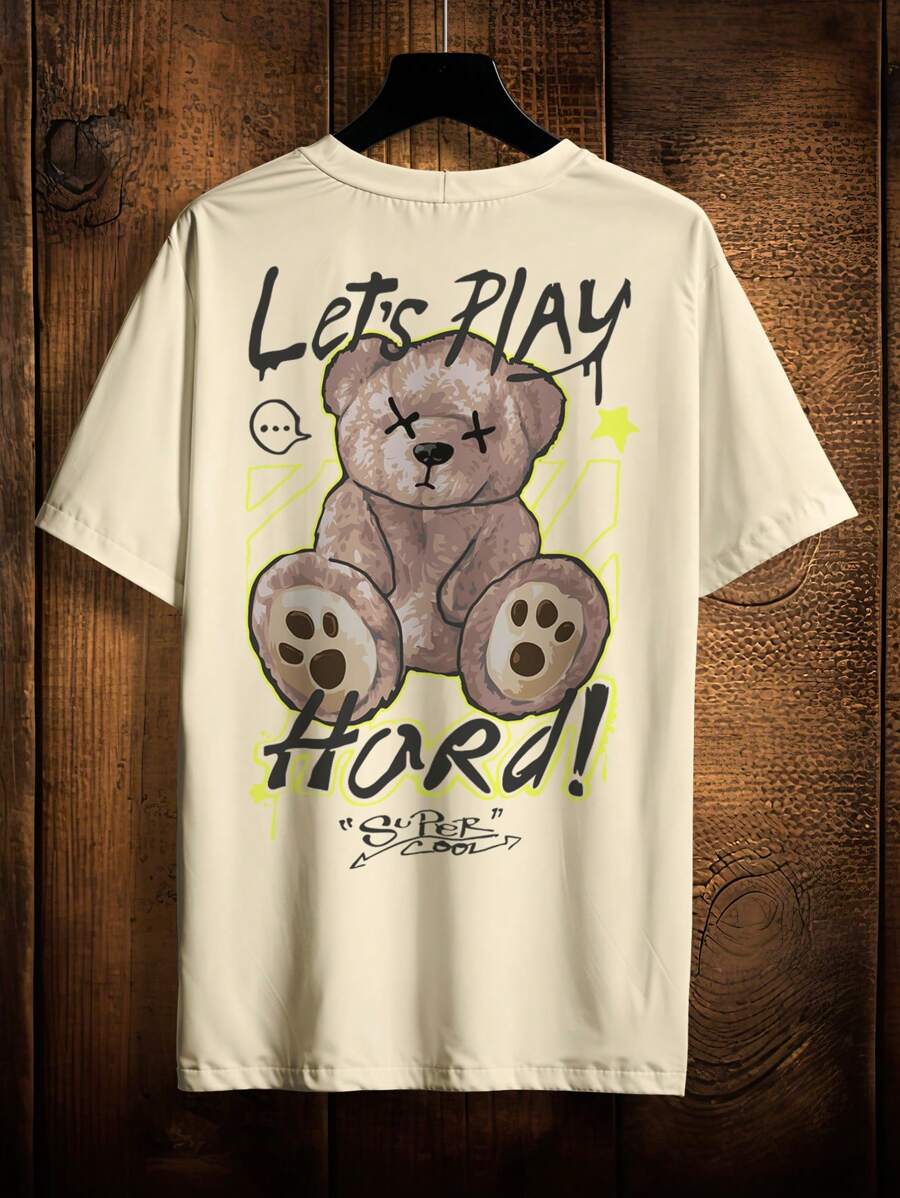 Shirt Bear T-Shirt Streetwear Style Over Skate Anime Ref 2179 VEST NERD - 卡其色 - 查看 1