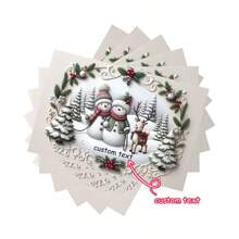 Personalised Christmas Printed Linen Placemats (Set Of 4 / Set Of 6) - Cute Snowman Printed 30*45CM/12X18IN Placemats, Tablecloths - Customised Text Design, Perfect For Christmas, New Year, Family Gatherings