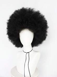 14 英寸中性非洲短卷发假发，70 年代 80 年代摇滚迪斯科假发，百搭舒适的黑色假发，合成短发通用假发，柔软弹跳时尚初学者友好型自然角色扮演假发，万圣节搞笑派对服装重金属摇滚歌手假发，适合节日生日感恩节礼物，适合圣诞节新年装饰和 1 件假发帽 - 黑色 - 查看 4