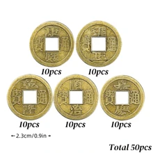 25/50PCS Chinese New Year Feng Shui Coins, Good Luck Fortune Coin I-Ching Coins For Health And Wealth, Decorative DIY Craft Accessories - Multicolor - View 13