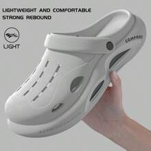 Breathable Hollow Out Slip-On Sandals, Non-Slip Soft Sole Outdoor Casual Slide Sandals For Men And Women - Grey - View 1