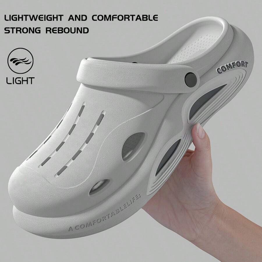 Breathable Hollow Out Slip-On Sandals, Non-Slip Soft Sole Outdoor Casual Slide Sandals For Men And Women - Grey - View 1