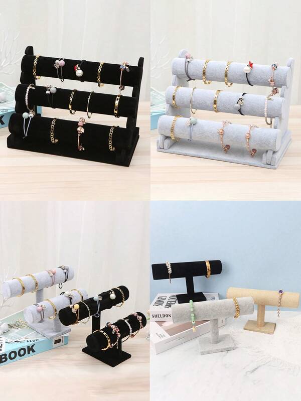 Soporte de exhibición para brazalete/reloj/joyería de 1/2/3 niveles, útil para viajes, vuelta al cole, y días soleados