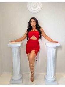 Sexy Red Dress, End Of Year Dress, Christmas Dress, Short Dress, Short Christmas Dress, Party Dress, Going Out Dress. - 紅色 - 查看 2