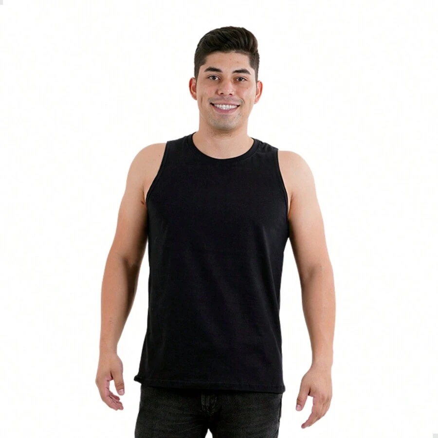Men's Cotton Tank Top Comfortable And Lightweight - 黑色 - 查看 1