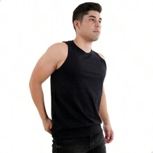Men's Cotton Tank Top Comfortable And Lightweight - 黑色 - 查看 2