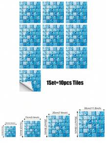 10 片自粘可剥离 DIY 马赛克瓷砖 PVC 水晶膜，切割和组装，用于美化橱柜、餐桌、客厅、卧室、浴室、电视和背景墙装饰和翻新。,翻新贴纸可剥离墙板,墙纸、壁纸,春季装饰物品让您的家焕然一新,拉玛装饰贴纸 - 彩色 - 查看 4