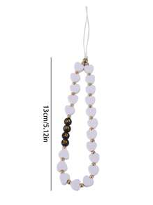 Correa personalizada para teléfono, cadena de teléfono con cuentas con letra en forma de corazón de moda personalizable, se puede personalizar con nombre, lema, ubicación, fecha, adecuado como regalo para cumpleaños, aniversario - Multicolor - Ver 3