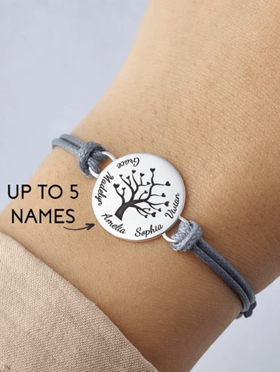 Bracelet personnalisé avec arbre généalogique pour femmes Bracelet rond ajustable en corde en acier inoxydable à l'arbre de vie. Cadeau de bijoux élégant, unisexe, simple, vintage, gothique, mignon, décontracté, personnalisé, unique. Cadeaux idéaux pour lui, elle, le petit ami, la petite amie, le père, la mère, la famille, les amis, les animaux de compagnie, le fils, la fille, les grands-parents pour les anniversaires, le port quotidien, les mariages, les remises de diplômes, les soirées