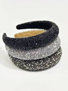 1 peça faixa de cabeça larga elástica feminina, elegante estilo coreano, acessórios de cabelo com strass e pérolas para o topo da cabeça, faixa de cabelo, tiaras de cabelo