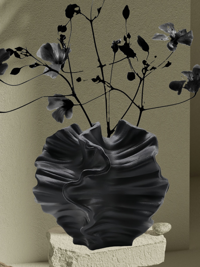 Flowers Vase Moderne Home Coral Ceramic Shape Zwart Wit stone Nordic Pampas Grass, Boho Donut Centerpiece Wedding, Ideal Mother's Day Wedding .(Black) Birthday Graduation Room Flower Glass