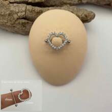 Studded Heart Nipple Piercing - Silver And Gold - 銀色 - 查看 2
