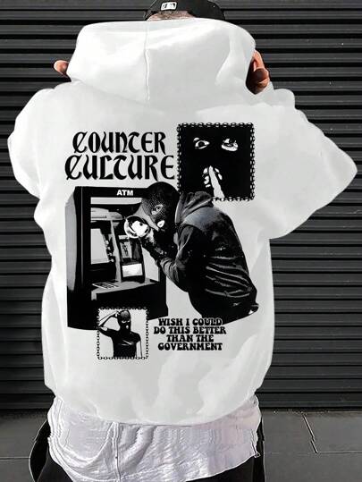 Herren Hoodie mit grafischem Muster, Kapuzen-Pullover, lässiger Langarm Sweatshirt