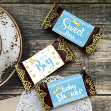 30pcs/5sheets Mini Candy Bar Wrappers Chocolate Bar Label Stickers For Newborn Shower Decor, Gender Reveal Chocolate Stick Label Stickers Bath Gift Decor, Candy Not Included - Multicolor - View 3