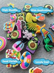24 de bucăți Hawaii Disco Alphabet Series DIY Charms pentru breloc pantofi sandale genți de plajă, Charms pantofi PVC pentru saboți calitate premium decorațiuni populare accesorii cadouri excelente pentru Crăciun, ziua de naștere, petrecere