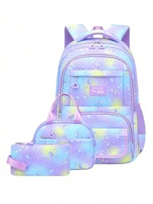 3 件套女孩水母背包套装、女孩书包、大容量学校背包、旅行背包、午餐盒包和铅笔盒、青少年女孩的生日礼物 - 彩色 - 查看 10