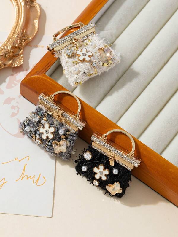 1 pezzo Elegante spilla creativa in tessuto con accessori dorati, gioiello scintillante da boutonnière, regalo carino adatto per l'uso quotidiano