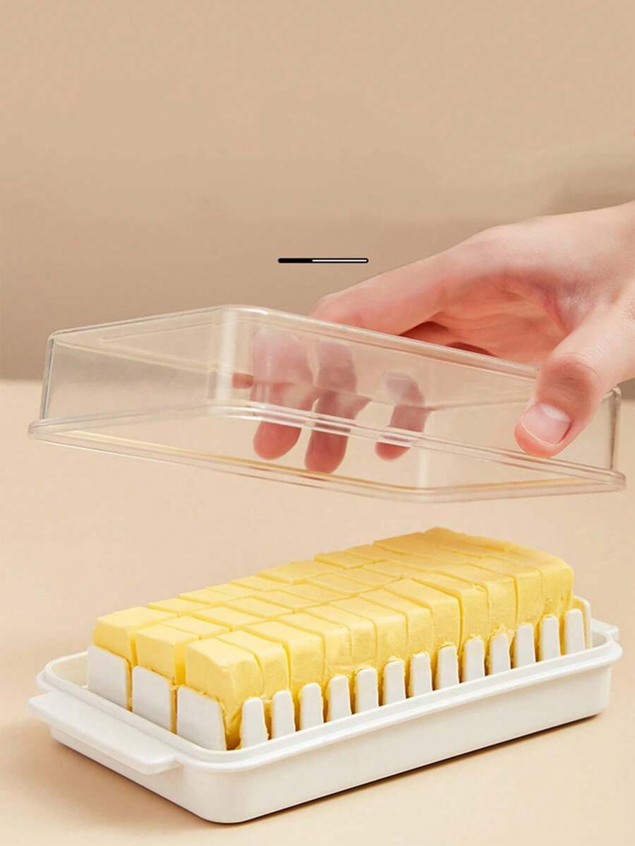 1 pieza Cortador de mantequilla, Recipiente cubierto para mantequilla y queso, Caja de almacenamiento de rebanadas de queso, Recipiente de alimentos para refrigerador, Utensilios de cocina