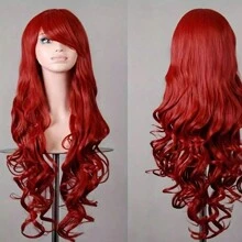 Parrucca viola lunga e riccia con frangia per donne - Capelli sintetici resistenti al calore, perfetta per Ognissanti e cosplay
