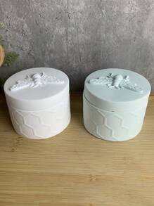 Honey Bee Gypsum Candle Jar Silicone Molds DIY Storage Jewelry Storage Box With Lid Handcraft Epoxy Resin Drip Mold Home Decoration Gift - White Silicone Mold - View 6
