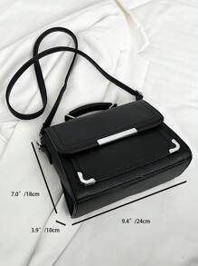Túi Tote Da PU Màu Trơn Phong Cách Retro Đa Năng Tối Giản Sang Trọng Cho Nữ - màu đen - Xem 5