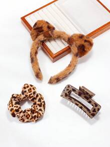 VBOOR 1/2/3 件豹纹发饰套装，包括豹纹毛绒头带、发夹、发带 - 适合女士和女孩，日常发饰 - 居家和外出必备发饰，2025 年新时尚 - 彩色 - 查看 15