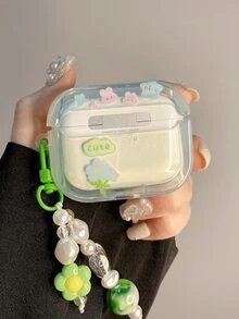 1 件新鲜花朵设计耳机盒兼容 iPhone、Airpods 1/2、Airpods 3/Pro/Pro2 无线耳机保护套，男朋友/女朋友礼物 - ins小清新綠色花朵 - 查看 5