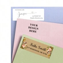 50 张 1.9 X 5.8 厘米定制地址贴纸，个性化回邮地址标签，自粘式可打印礼品标签 - 白色 - 查看 7