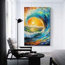 Great Wave Canvas Wall Art Ocean Surfing Sunset Poster Travel Beach Prints Aesthetic Oil Painting Type Artwork Picture For Living Room Decor