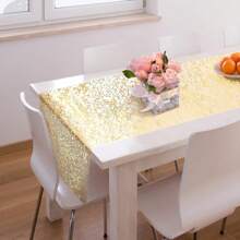 1 pezzo Lussuoso Runner da tavolo dorato, Runner da tavolo in stile rete dorata, adatto per feste, matrimoni, decorazione da tavolo