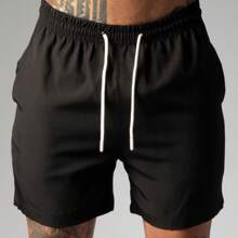 Shorts de Verão em Tactel com Elastano Bermuda Masculino Ideal para Academia - Preto - Visão 2