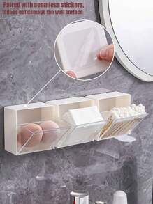 4pcs/2pcs/1pc Wall Mounted Clean Swab Storage Box, Cosmetics Storage Box, Jewelry Storage Box, Plastic Storage Rack, Used For Organizing And Storing Clean Swabs, Dental Floss, Hair Cords, Hair Clips, Makeup Pad, Powder Puff, Suitable For Home, Dormitory, Commercial, Bathroom, Room Decoration, Christmas Gifts