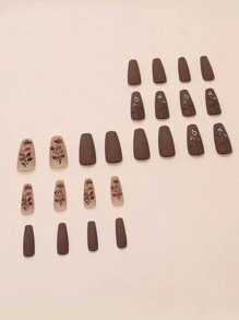 Press On Nails 24 Pieces Of Short Square Cartoon Cute Butterfly Style Fingernails