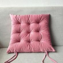 1 pieza Cojín de asiento cuadrado grueso con lazos para silla de comedor, sala de estar u oficina, cojín de refuerzo acolchado suave a rayas para silla, cojín de asiento, cojín para silla, cojines para silla de juegos - Multicolor - Ver 2