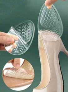 1 Pair GEL Honeycomb Forefoot Cushion Pads For High Heels, Soft Shock-Absorbing Particles Textured Anti-Slip Insoles, Half Size Up