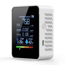 Detector portátil mini de CO2, monitor de calidad del aire con temperatura y humedad, de resina ABS, batería recargable, alimentación por USB, para viajes y uso doméstico interior, instrumento de medición industrial, voltaje máx. de 36V, capacidad de 1200mAh - Multicolor - Ver 6