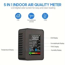Detector portátil mini de CO2, monitor de calidad del aire con temperatura y humedad, de resina ABS, batería recargable, alimentación por USB, para viajes y uso doméstico interior, instrumento de medición industrial, voltaje máx. de 36V, capacidad de 1200mAh - Multicolor - Ver 4